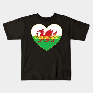 Casnewydd Cymru UK Baner Cymru Calon Kids T-Shirt